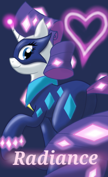 Size: 1100x1800 | Tagged: safe, artist:theroyalprincesses, derpibooru import, radiance, rarity, power ponies (episode), butt, clothes, cute, looking back, mask, plot, power ponies, raised hoof, smiling, solo, superhero