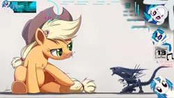 Size: 1919x1079 | Tagged: alien, alien (franchise), applejack, artist:ncmares, calendar, clock, cute, derpibooru import, desktop, edit, fluttershy, happy, microsoft, music, music notes, music player, rainmeter, safe, teamspeak, vinyl scratch, wallpaper, windows, windows 7, xenomorph