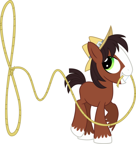 Size: 4000x4250 | Tagged: absurd resolution, appleoosa's most wanted, artist:missgoldendragon, colt, derpibooru import, lasso, little troubleshoes, male, rope, safe, simple background, transparent background, trouble shoes, vector, younger