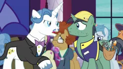 Size: 1280x720 | Tagged: safe, derpibooru import, screencap, annoyed delegate, constructicorn, dr. steve brule, fancypants, fleur de verre, free throw, public works pony, pony, princess spike (episode)