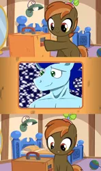 Size: 640x1080 | Tagged: safe, derpibooru import, button mash, soarin', anthro, earth pony, pegasus, pony, button's adventures, anthro with ponies, bare chest, button's odd game, hat, meme, propeller hat, solo