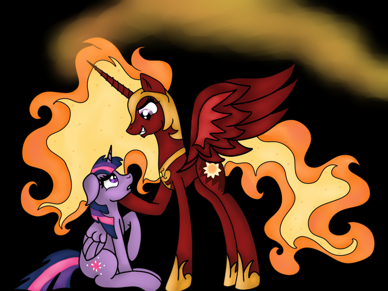 Size: 1024x768 | Tagged: safe, artist:bewarethemusicman, derpibooru import, nightmare star, twilight sparkle, twilight sparkle (alicorn), alicorn, pony, twightmare star