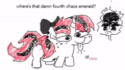 Size: 574x324 | Tagged: artist:jargon scott, crossover, derpibooru import, flockmod, oc, oc:lilith, safe, shadow the hedgehog (game), solo, sonic the hedgehog (series), source needed, squatpony, stylistic suck, that damn fourth chaos emerald, unofficial characters only, useless source url, vulgar