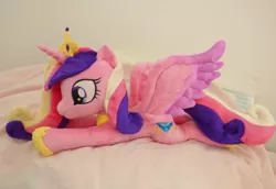 Size: 1057x726 | Tagged: artist:epicrainbowcrafts, beanie (plushie), derpibooru import, irl, photo, plushie, princess cadance, prone, safe, solo, spread wings, wings