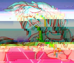 Size: 620x527 | Tagged: artist:pencils, bad trip, comic, comic:anon's pie adventure, cropped, crying, databending, derpibooru import, edit, edited edit, error, glitch, hug, limestone pie, oc, oc:mascara maroon, puking rainbows, semi-grimdark, vomit, vomiting