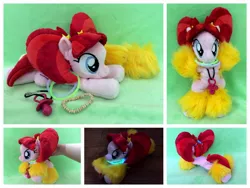 Size: 1600x1200 | Tagged: safe, artist:equinepalette, derpibooru import, pacific glow, earth pony, pony, beanie (plushie), female, glowstick, hand, irl, mare, pacifier, photo, plushie, prone, solo