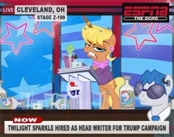 Size: 900x709 | Tagged: alcohol, artist:pixelkitties, bagpipes o'toole, celery, cigar, derpibooru import, espn, melania trump plagiarism gaffe, ms. harshwhinny, news, politics, republican, safe, votehorse