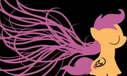 Size: 10000x6000 | Tagged: absurd resolution, artist:alligatorgummy, cutie mark, derpibooru import, eyes closed, minimalist, modern art, safe, scootaloo, solo, the cmc's cutie marks, wallpaper