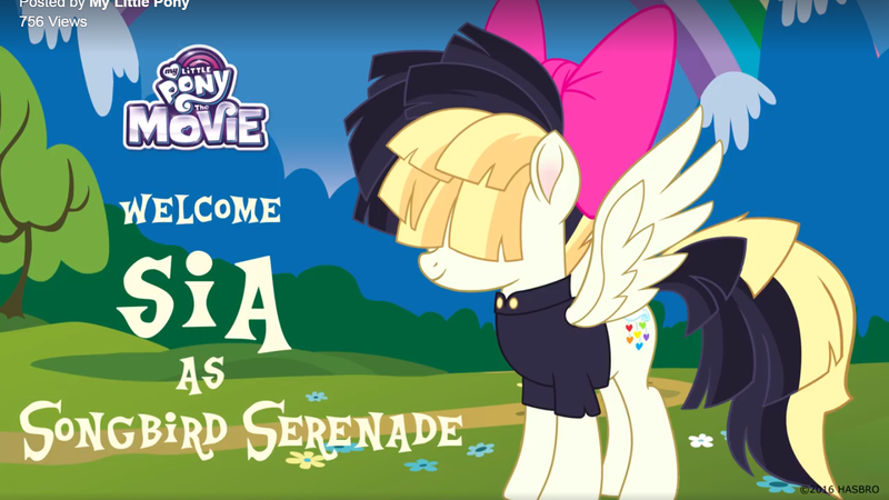 Size: 1438x808 | Tagged: derpibooru import, facebook, my little pony: the movie, safe, sia (singer), songbird serenade