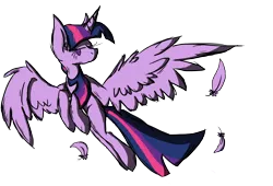 Size: 3750x2550 | Tagged: safe, artist:thefaithkeeper, artist:void-adoptables, derpibooru import, twilight sparkle, twilight sparkle (alicorn), alicorn, pony, feather, molting, solo