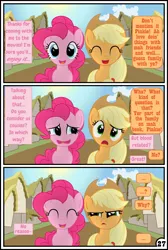 Size: 3254x4837 | Tagged: safe, artist:gutovi, derpibooru import, applejack, pinkie pie, pony, comic:why me!?, absurd resolution, applepie, comic, female, lesbian, mare, not incest, shipping