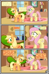 Size: 3254x4837 | Tagged: safe, artist:gutovi, derpibooru import, applejack, fluttershy, pony, comic:why me!?, absurd resolution, appleshy, comic, female, fluttershy's cottage, lesbian, mare, shipping, signature