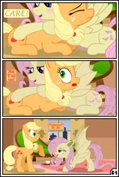 Size: 3254x4837 | Tagged: suggestive, artist:gutovi, derpibooru import, applejack, fluttershy, bat pony, pony, comic:why me!?, absurd resolution, appleshy, bad touch, bat ponified, bedroom eyes, blushing, comic, female, females only, flutterbat, fluttershy's cottage, lesbian, mare, molestation, oh crap, personal space invasion, race swap, shipping, signature, spread wings, tongue out, wingboner, wings