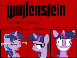 Size: 652x489 | Tagged: can i play daddy?, crossover, derpibooru import, edit, levels, parody, semi-grimdark, twilight snapple, twilight sparkle, vector, vector edit, wolfenstein, wolfenstein the new order