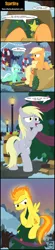 Size: 800x3653 | Tagged: safe, artist:toxic-mario, derpibooru import, applejack, derpy hooves, lyra heartstrings, spitfire, pegasus, pony, comic:toxic-mario's derpfire shipwreck, catasterism, christmas, christmas tree, comic, female, glow, hatless, holiday, mare, missing accessory, spitfire's hair is fire, tree