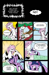 Size: 3260x4952 | Tagged: safe, artist:leon-z, derpibooru import, princess celestia, twilight sparkle, twilight sparkle (alicorn), alicorn, bird, pony, comic:returns endings & beginnings, bed, comic