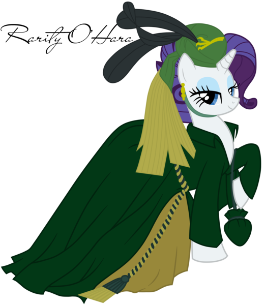 Size: 1300x1498 | Tagged: artist:ellissummer, artist:mother-of-trolls, crossover, derpibooru import, gone with the wind, rarity, safe, scarlett o'hara