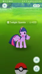 Size: 900x1600 | Tagged: safe, artist:wingedwolf94, deleted from derpibooru, derpibooru import, screencap, twilight sparkle, twilight sparkle (alicorn), alicorn, android, pony, robot, 420, face of mercy, gameloft, photoshop, pokémon, pokémon go, ponymon, ponymon go, solo