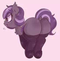 Size: 954x970 | Tagged: suggestive, artist:toroitimu, derpibooru import, oc, oc:iris, unofficial characters only, bat pony, pony, butt, chubby, clothes, dock, female, frog (hoof), plot, solo, solo female, stockings, thigh highs, underhoof