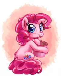 Size: 1280x1590 | Tagged: dead source, safe, artist:lightof-dawn, derpibooru import, pinkie pie, earth pony, pony, aweeg*, container, cookie, cookie jar, crumbs, cute, diapinkes, eating, female, food, hoof hold, mare, signature, sitting, solo, style emulation, whitediamonds-ish