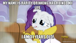 Size: 800x450 | Tagged: alcoholism, applejack's "day" off, caption, derpibooru import, edit, edited screencap, hans moleman, image macro, makeameme.org, meme, prunity, pruny, public service announcement, rarity, safe, screencap, text, the simpsons