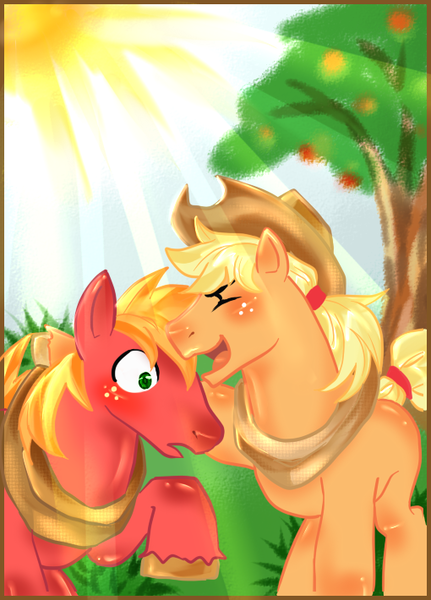 Size: 510x710 | Tagged: applejack, applejack (male), artist:ayuuu0908, big macintosh, derpibooru import, rule 63, safe