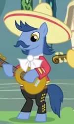 Size: 280x467 | Tagged: safe, derpibooru import, screencap, unnamed character, unnamed pony, earth pony, pony, it ain't easy being breezies, background pony, male, mariachi, musical instrument, solo, stallion