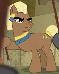 Size: 322x407 | Tagged: safe, derpibooru import, screencap, unnamed character, unnamed pony, earth pony, pony, daring don't, aztec, background pony, cropped, hoof hold, male, solo focus, stallion