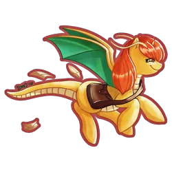 Size: 3000x3000 | Tagged: safe, artist:bean-sprouts, derpibooru import, ponified, dragonite, pony, crossover, mail, pokémon, satchel, simple background, solo, transparent background