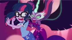 Size: 851x479 | Tagged: safe, derpibooru import, screencap, sci-twi, twilight sparkle, equestria girls, legend of everfree, midnight sparkle, ponytail, sci-twi's nightmare, youtube link