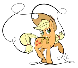 Size: 600x524 | Tagged: applejack, applejack's hat, artist:luckylines, cowboy hat, derpibooru import, hat, horseshoes, mouth hold, safe, simple background, solo, transparent background