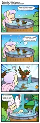 Size: 622x1920 | Tagged: safe, artist:pencils, derpibooru import, fluttershy, oc, oc:finnina, bird, duck, pony, shark, comic:fluttershy's anti-adventures, bath, bathing, blushing, comic, cute, eyes closed, female, hug, mare, open mouth, outdoors, shyabetes, slice of life, smiling