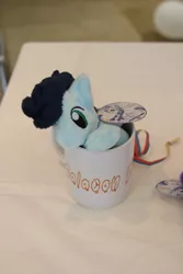 Size: 2592x3888 | Tagged: safe, artist:zuckerschnuti, derpibooru import, photographer:pulse wave, soarin', pony, 2016, cup, cup of pony, cute, galacon, galacon 2016, irl, micro, mug, mug of plush, mug of pony, photo, plushie, soarinbetes