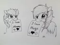 Size: 1024x768 | Tagged: safe, artist:lupiarts, derpibooru import, derpy hooves, dinky hooves, pegasus, pony, black and white, bust, cute, equestria's best daughter, female, grayscale, mare, monochrome, portrait, traditional art