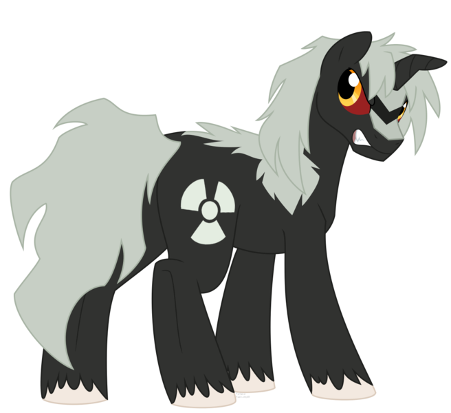 Size: 1311x1200 | Tagged: safe, artist:faith-wolff, derpibooru import, ponified, kaiju, kaiju pony, pony, unicorn, fanfic:the bridge, colored sclera, crooked horn, fanfic art, godzilla, godzilla (series), godzilla junior, horn, male, red sclera, simple background, solo, stallion, transparent background