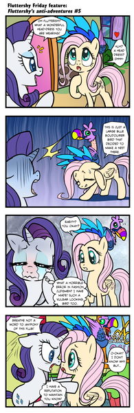 Size: 624x1920 | Tagged: safe, artist:pencils, derpibooru import, fluttershy, rarity, bird, pegasus, pony, unicorn, comic:fluttershy's anti-adventures, comic, crying, eyes closed, female, looking at each other, mare, marshmelodrama, open mouth, rarity being rarity, slice of life