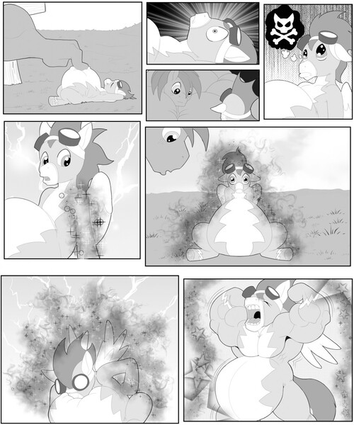 Size: 1067x1280 | Tagged: suggestive, artist:unknownwolf, derpibooru import, big macintosh, soarin', earth pony, pony, belly, bigger macintosh, comic, commission, commission comic, commission comic:anonymous, fat, flexing, great macintosh, macro, male, monochrome, moobs, muscle growth, musclegut, muscles, neck fat, neck roll, skull and crossbones, soarchub, soaripped, stallion, thought bubble