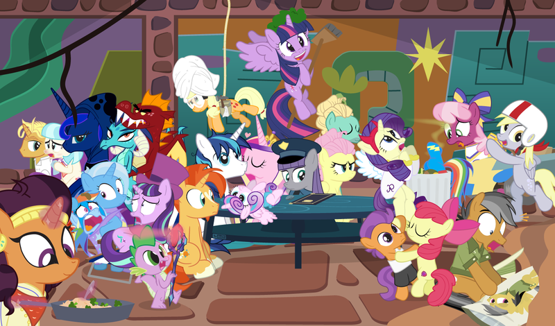Size: 1465x860 | Tagged: safe, artist:dm29, derpibooru import, apple bloom, applejack, boulder (pet), cheerilee, coco pommel, daring do, derpy hooves, fluttershy, garble, gourmand ramsay, maud pie, princess cadance, princess ember, princess flurry heart, princess luna, quibble pants, rainbow dash, rarity, saffron masala, shining armor, snowfall frost, spike, spirit of hearth's warming yet to come, starlight glimmer, sunburst, tender taps, trixie, twilight sparkle, twilight sparkle (alicorn), zephyr breeze, alicorn, dragon, pony, a hearth's warming tail, applejack's "day" off, flutter brutter, gauntlet of fire, newbie dash, no second prances, on your marks, spice up your life, stranger than fan fiction, the cart before the ponies, the crystalling, the gift of the maud pie, the saddle row review, angel rarity, backwards cutie mark, bathrobe, beach chair, bloodstone scepter, body pillow, broom, cheerileeder, cheerleader, clothes, cold, couch, cracked armor, crossing the memes, cutie mark, dancing, devil rarity, dragon lord spike, emble, female, filly, first half of season 6, garble's hugs, gordon ramsay, handkerchief, hat, hearth's warming, hiatus, male, meme, menu, now you're thinking with portals, portal, present, rainbow trash, robe, safety goggles, shipping, sick, speed racer, straight, sweeping, sweepsweepsweep, tenderbloom, the cmc's cutie marks, the meme continues, the story so far of season 6, this isn't even my final form, tissue, toolbelt, top hat, towel, trash can, twilight sweeple, uniform, wall of tags, wonderbolts uniform