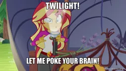 Size: 800x450 | Tagged: safe, derpibooru import, edit, edited screencap, screencap, sunset shimmer, equestria girls, legend of everfree, caption, ed edd n eddy, flashlight (object), honor thy ed, image macro, meme, text