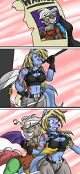 Size: 800x1725 | Tagged: suggestive, artist:mad'n evil, derpibooru import, discord, oc, anthro, wolf, ask, bad touch, belly button, breast grab, breasts, clothes, eris, female, furry, grope, midriff, personal space invasion, rule 63, sports bra, tumblr, tumblr comic