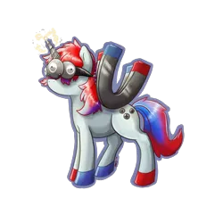 Size: 3000x3000 | Tagged: safe, artist:bean-sprouts, derpibooru import, ponified, magneton, pony, crossover, pokémon, simple background, solo, transparent background