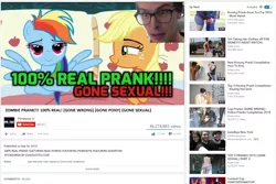 Size: 1024x686 | Tagged: 28 pranks later, applejack, applejack's bed partner, bed, clickbait, content cop, derpibooru import, exploitable meme, gone sexual, gone wrong, h3h3productions, human, idubbbz, jontron, meme, pillow, prank, rainbow dash, suggestive, youtube