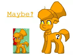 Size: 800x600 | Tagged: safe, artist:barbra, derpibooru import, oc, oc:maybe, oc:no, unofficial characters only, earth pony, pony, pony town, :|, bags under eyes, cropped, empty eyes, hat, male, maybe, messy mane, necktie, no pupils, question mark, simple background, solo, stallion, top hat, white background, wide eyes