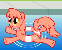 Size: 1388x1128 | Tagged: safe, artist:akakun, derpibooru import, oc, ponified, object pony, original species, pony, badumsquish approved, floatie, floaty, i can't believe it's not badumsquish, inner tube, scrunchy face