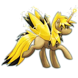 Size: 3000x3000 | Tagged: safe, artist:bean-sprouts, derpibooru import, alicorn, pony, zapdos, crossover, pokémon, simple background, solo, transparent background