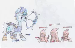 Size: 2598x1671 | Tagged: safe, artist:egg_roll, derpibooru import, ponified, pony, arrow, bow (weapon), bow and arrow, image, jpeg, league of legends, traditional art, weapon