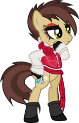 Size: 1019x1595 | Tagged: safe, artist:lightningbolt, derpibooru import, ponified, earth pony, pony, .svg available, a fever you can't sweat out, bipedal, clothes, femboy, flower, makeup, male, panic! at the disco, rose, ryan ross, shoes, simple background, socks, solo, stallion, svg, transparent background, vector, vest