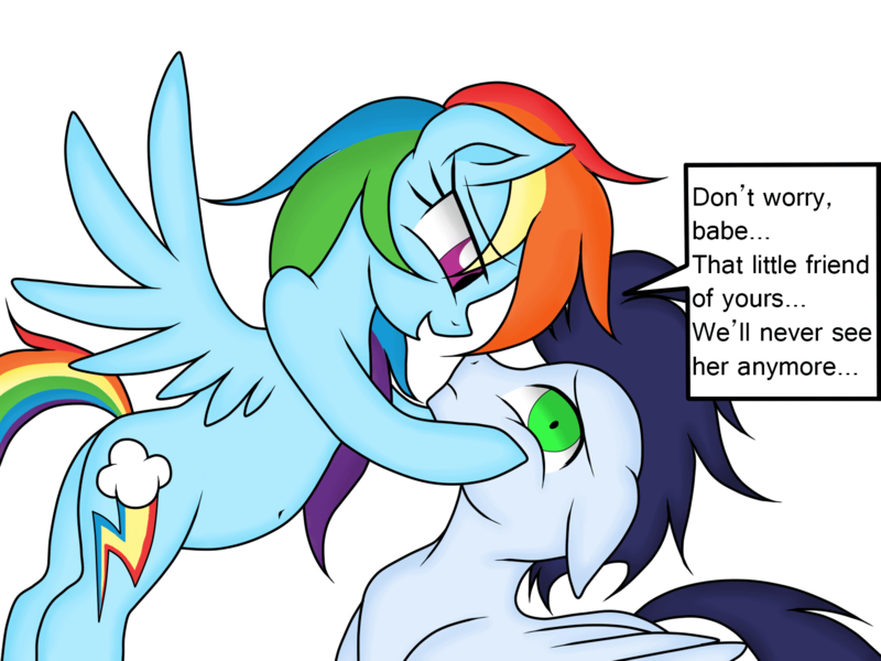 Size: 1500x1125 | Tagged: safe, artist:rainbowflyingflied, derpibooru import, rainbow dash, soarin', pony, belly button, female, implied murder, male, shipping, soarindash, straight, yandere, yanderebow dash