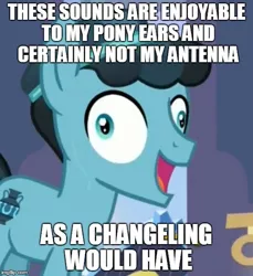 Size: 500x546 | Tagged: caption, changeling, crystal hoof, crystal hoof didn't listen, derpibooru import, disguise, disguised changeling, edit, edited screencap, exploitable meme, game grumps, i didn't listen, image macro, meme, most definitely not a changeling, safe, screencap, text, the times they are a changeling, thorax, zognoid