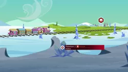 Size: 960x540 | Tagged: crystal empire, derpibooru import, edit, edited screencap, friendship express, no man's sky, safe, screencap, the times they are a changeling, train